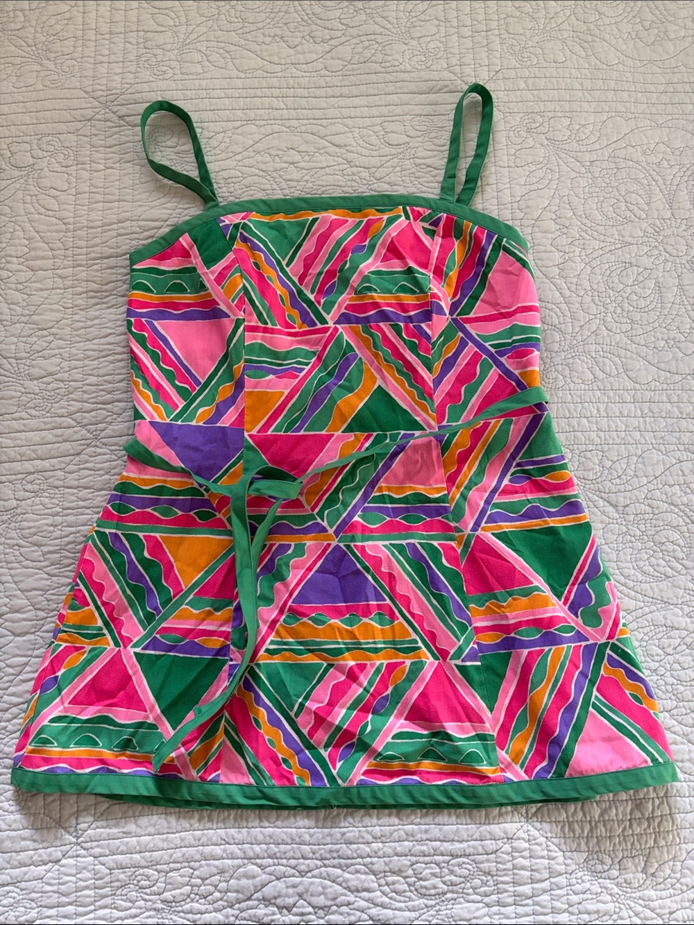 Vintage Bright Geometric Tank Top - Pink, Green & Purple